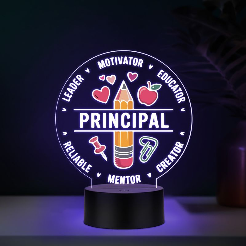 Principal table lamp with multicolored Light Principal Appreciation gift Principal Office Decor Light School Principal Gift
